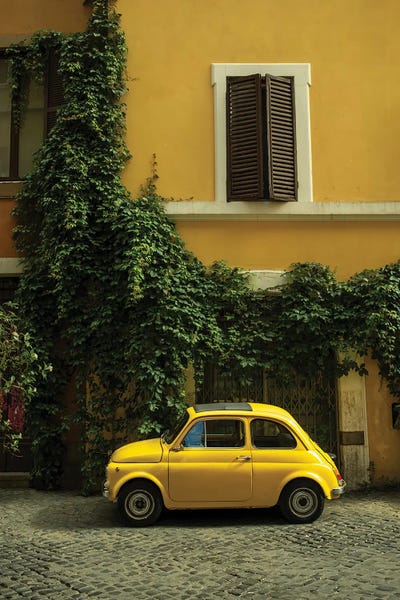 Yellow Car In Rome by Chelsea Victoria acrylic art print
