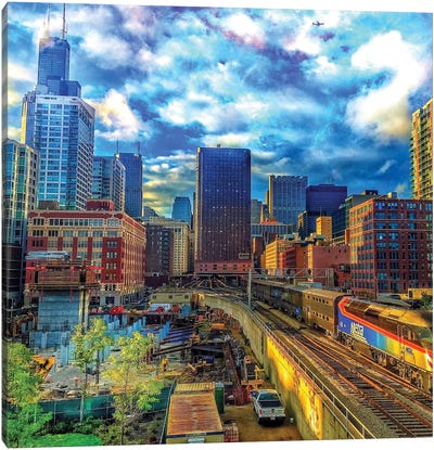 Northbound Train Canvas Art Print - Chicago Skylines