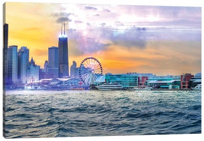 Water Wheel Canvas Art Print - Chicago Skylines