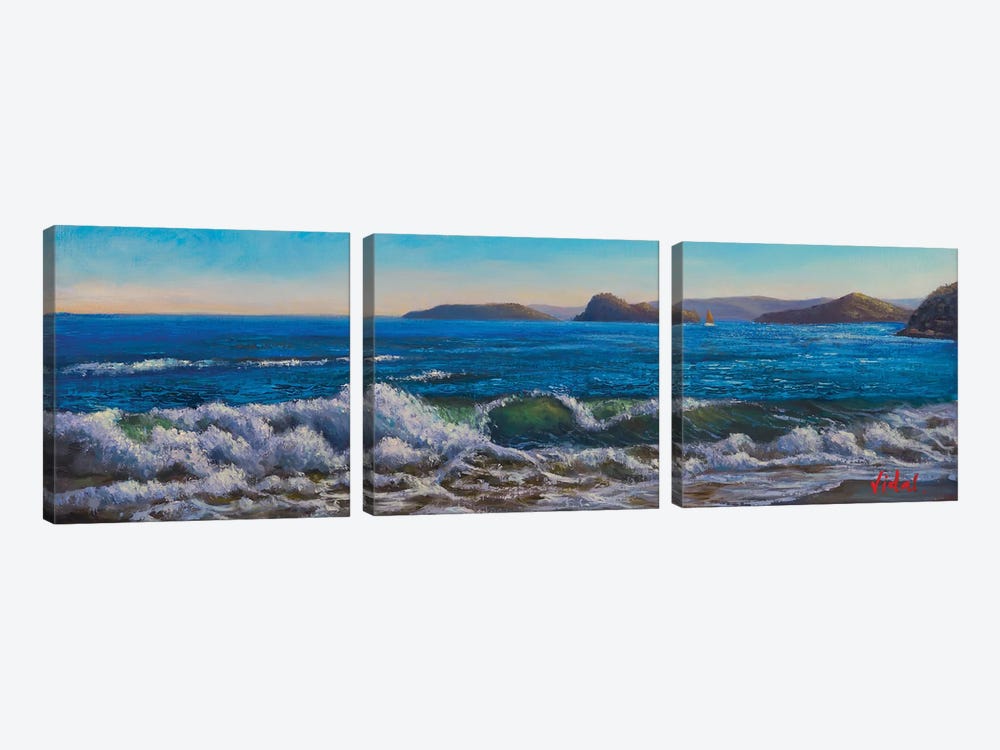Breaking Wave At Ettalong Beach NSW by Christopher Vidal 3-piece Canvas Print