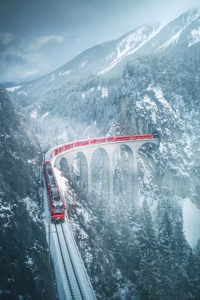 Snowy Mountains: Landwasser Viaduct - Switzerland by Cuma Çevik