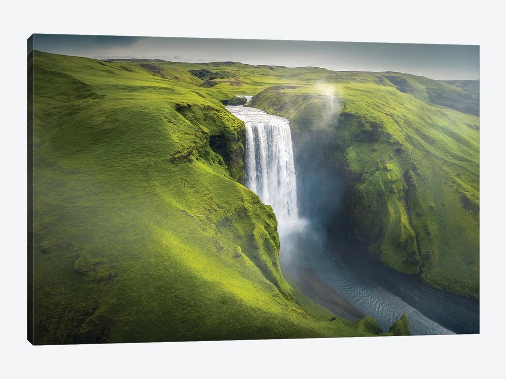 Skogafoss Waterfall - Iceland by Cuma Çevik 1-piece Canvas Art Print