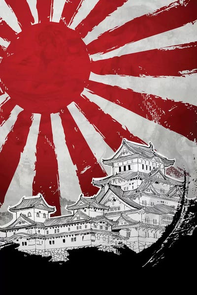 Japanese Palace And Sun by Cornel Vlad multi panel art