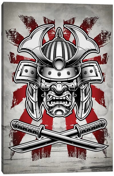 Samurai Mask Canvas Art Print - Warrior Art