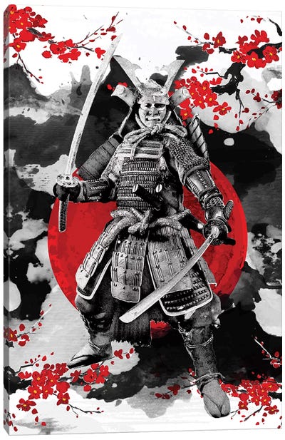 Sakura Samurai Canvas Art Print - Warrior Art