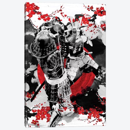 Sakura Samurai Dueling Canvas Print #CVL108} by Cornel Vlad Canvas Artwork