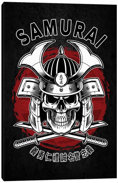 Samurai Skull Canvas Art Print - Warrior Art