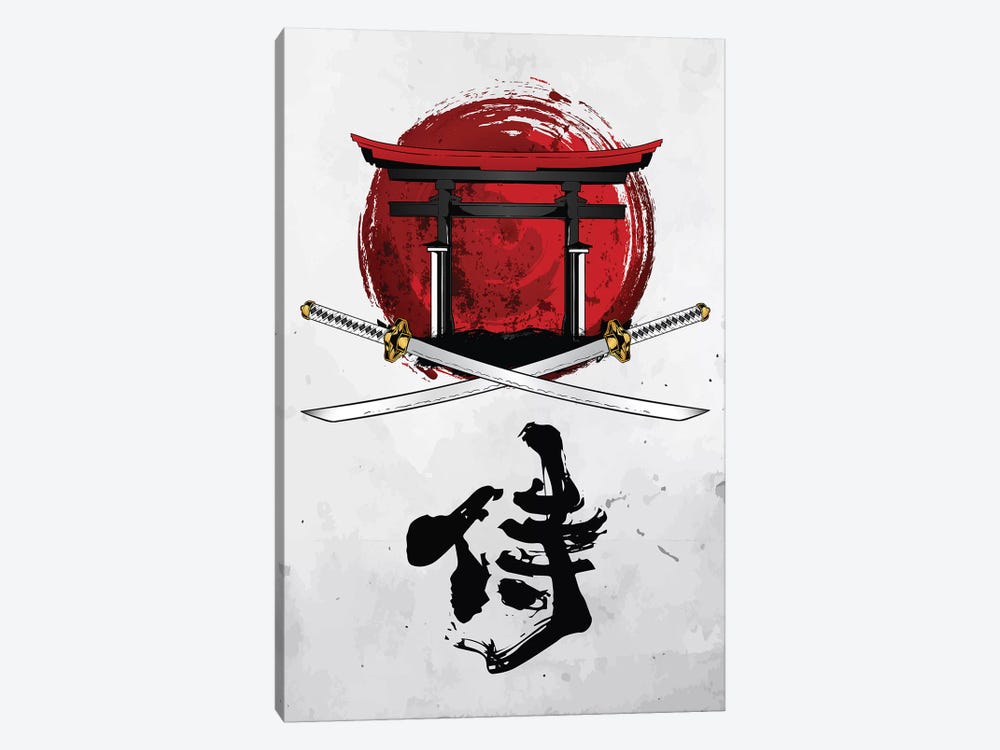 Samurai Katana With Tori Gate by Cornel Vlad 1-piece Canvas Artwork
