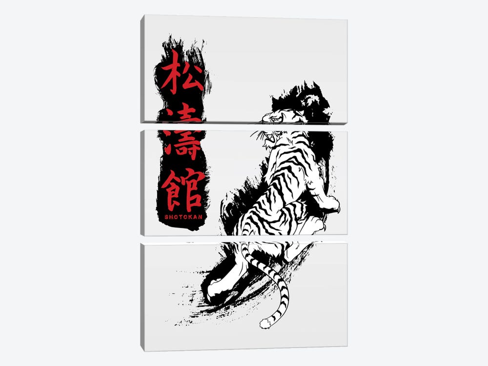 Shotokan Karate Tiger by Cornel Vlad 3-piece Canvas Art Print