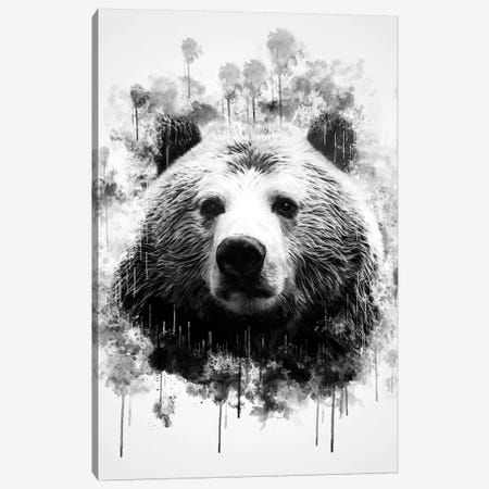 Bear Head In Black And White Canvas Print #CVL119} by Cornel Vlad Canvas Print