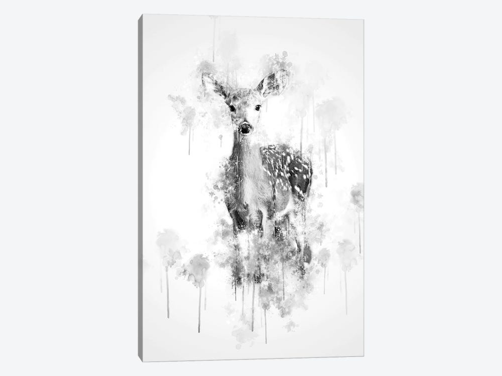 Deer In Black And White by Cornel Vlad 1-piece Canvas Artwork
