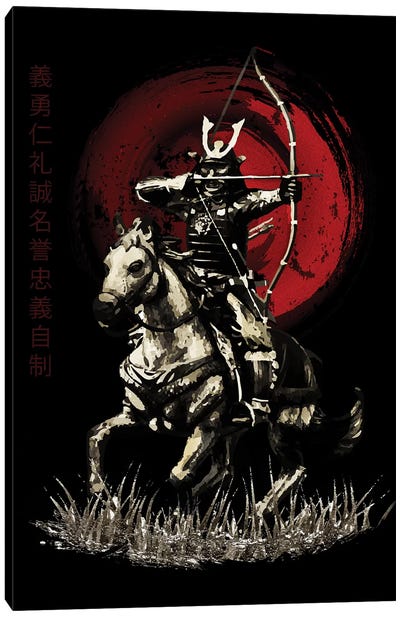 Bushido Samurai Yabusame Archer On Horse Canvas Art Print - Cornel Vlad