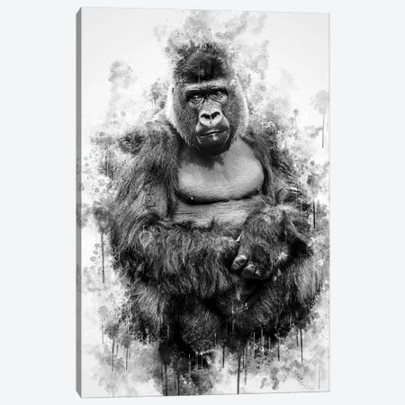 Gorilla In Black And White Canvas Print #CVL135} by Cornel Vlad Canvas Artwork