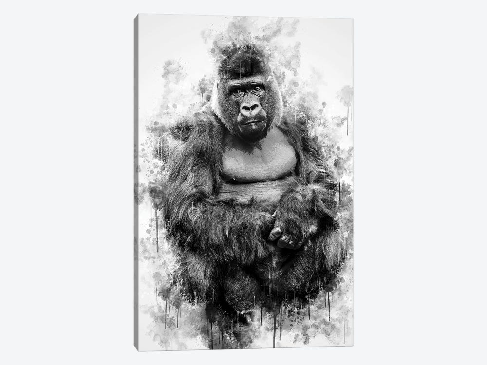 Gorilla In Black And White by Cornel Vlad 1-piece Canvas Artwork