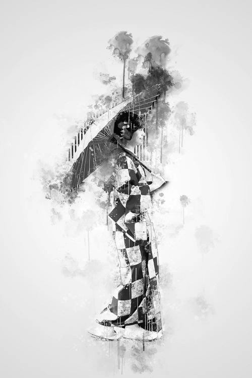 Japanese Girl In Black And White by Cornel Vlad wall art