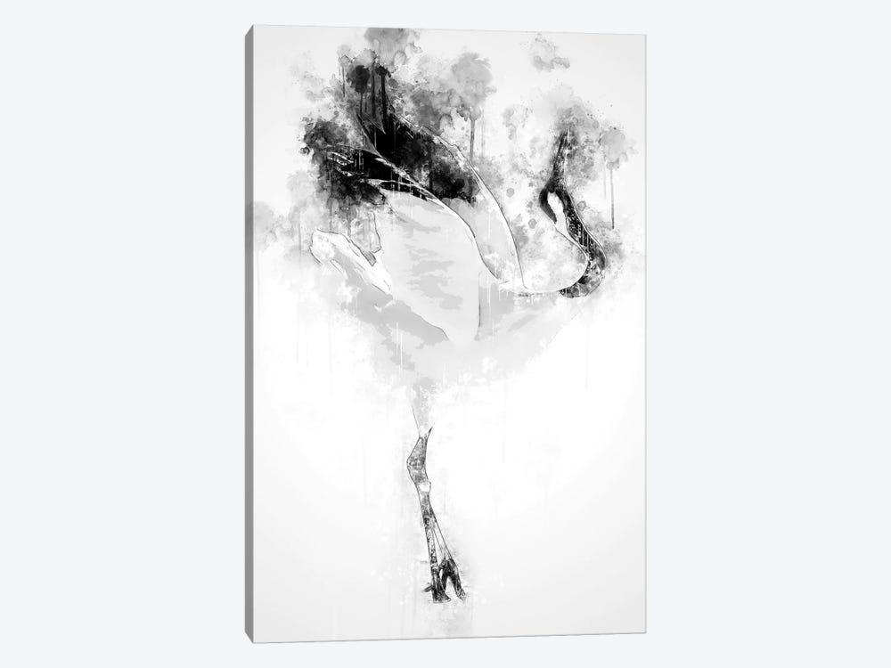 Japanese Red Crowned Crane In Black And White by Cornel Vlad 1-piece Canvas Artwork