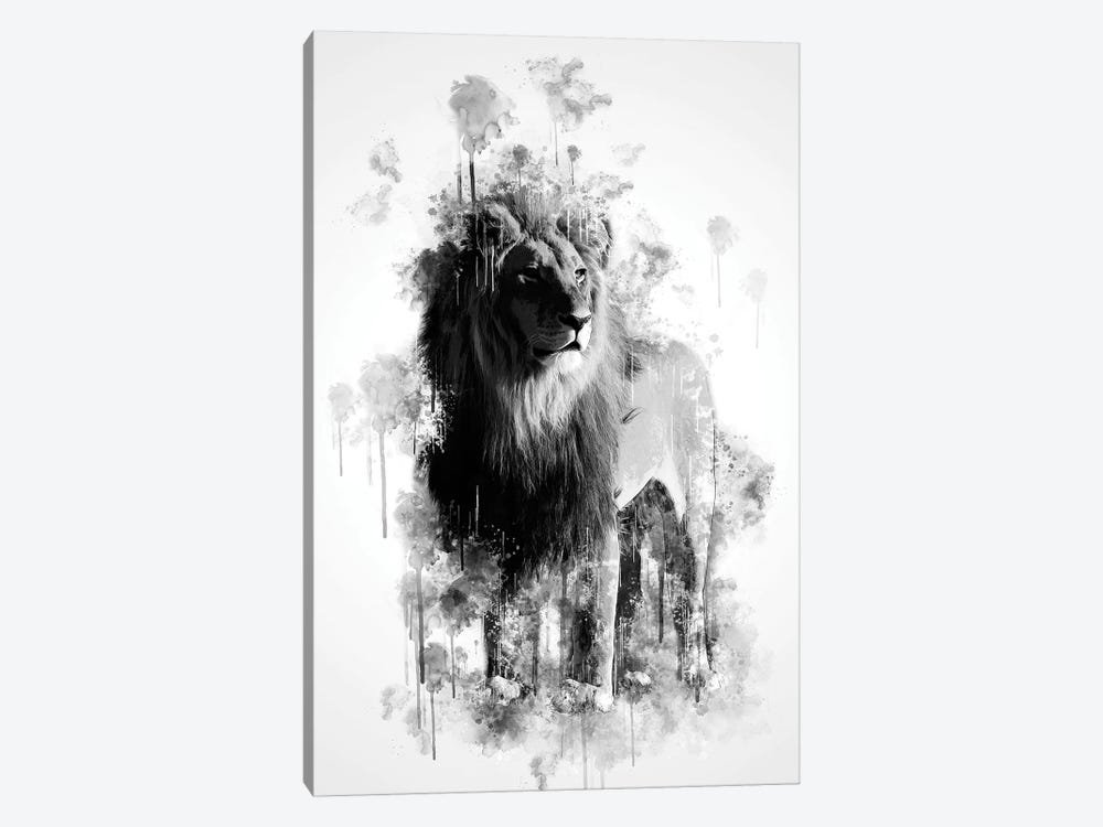 Lion In Black And White by Cornel Vlad 1-piece Canvas Artwork