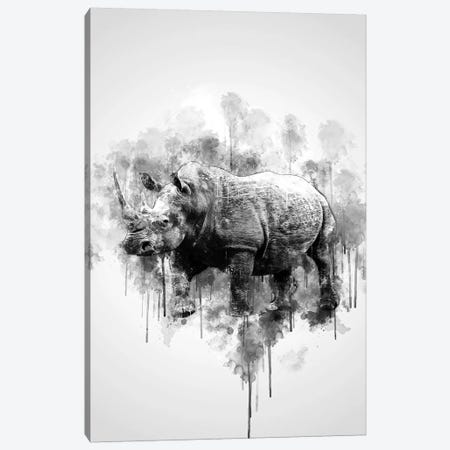 Rhino In Black And White Canvas Print #CVL146} by Cornel Vlad Canvas Art Print