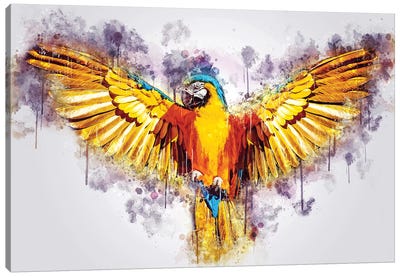Yellow Parrot Canvas Art Print - Parrot Art