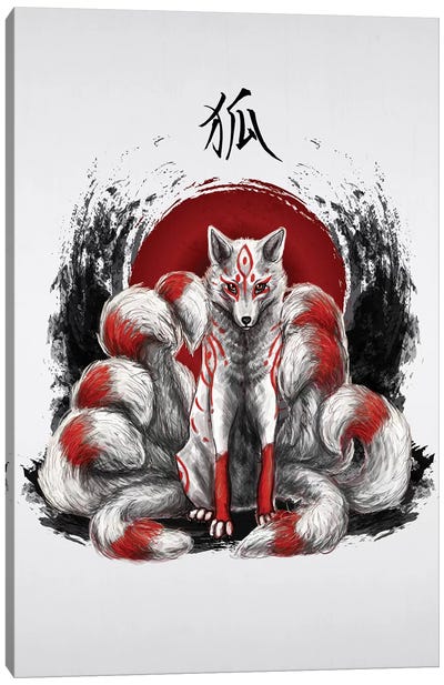Japanese Nine Tailed Fox Kitsune Canvas Art Print - Fox Art