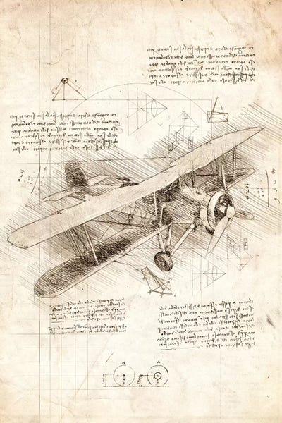 Kids Transportation Art: Biplane Aircraft by Cornel Vlad