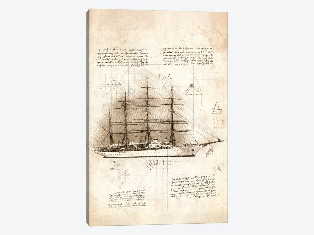 Sailing Ship Side View by Cornel Vlad 1-piece Canvas Print