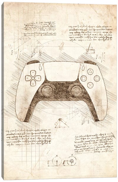 Playstation 5 Controller Canvas Art Print - Toy & Game Blueprints