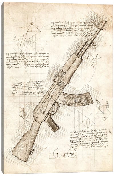 Ak47 Canvas Art Print - Weapon Blueprints