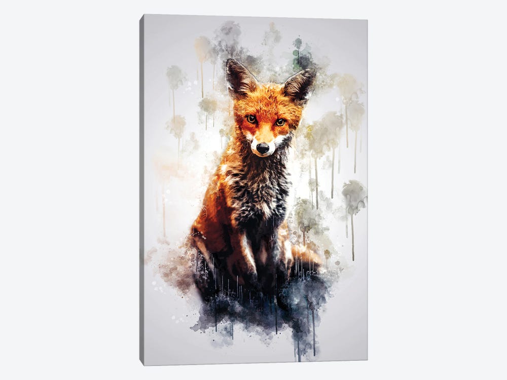 Fox Sitting by Cornel Vlad 1-piece Canvas Artwork