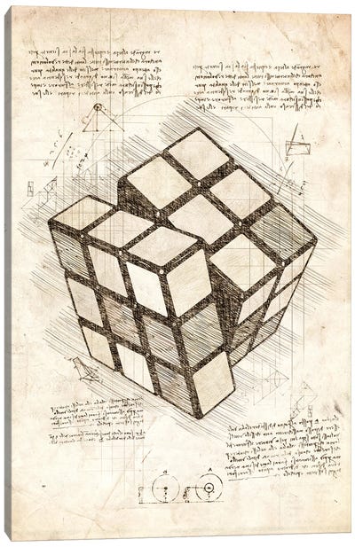 Rubiks Cube Canvas Art Print - Toy & Game Blueprints