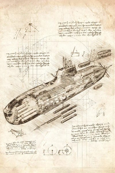 Nautical Blueprints: Submarine by Cornel Vlad