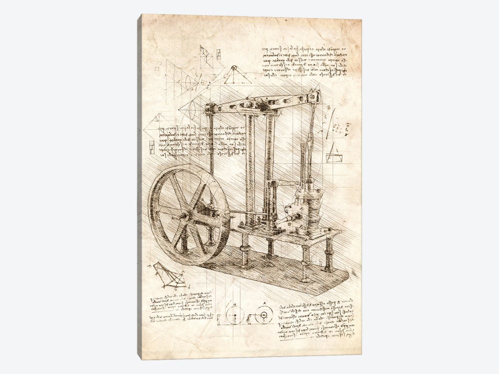 Brass Steam Engine by Cornel Vlad 1-piece Canvas Print
