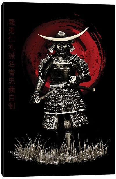 Bushido Samurai Attack Ready Canvas Art Print - Samurai Art