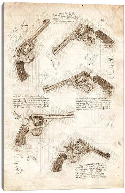 Revolvers Canvas Art Print - Weapons & Artillery Art