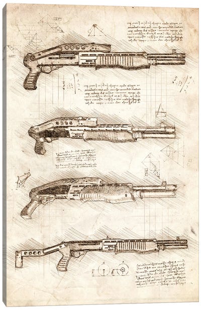 Shotguns Canvas Art Print - Weapons & Artillery Art