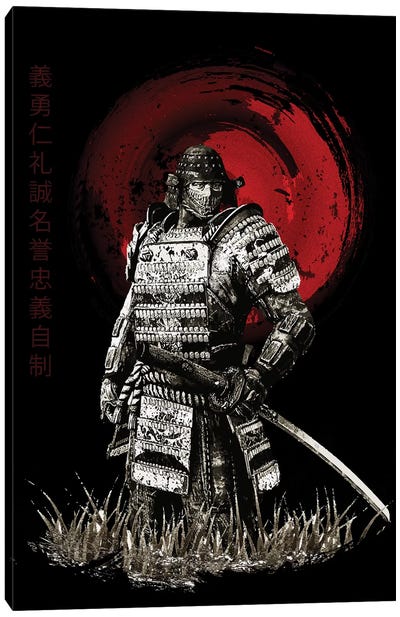 Bushido Samurai Looking Canvas Art Print - Samurai Art