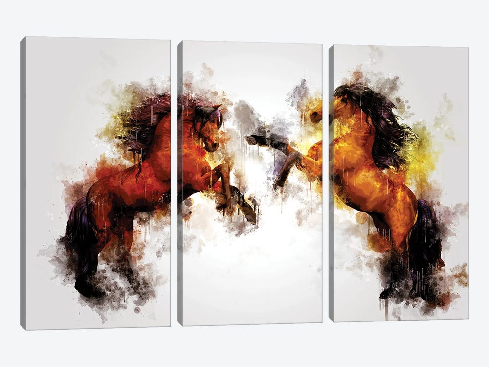 Horses by Cornel Vlad 3-piece Canvas Art