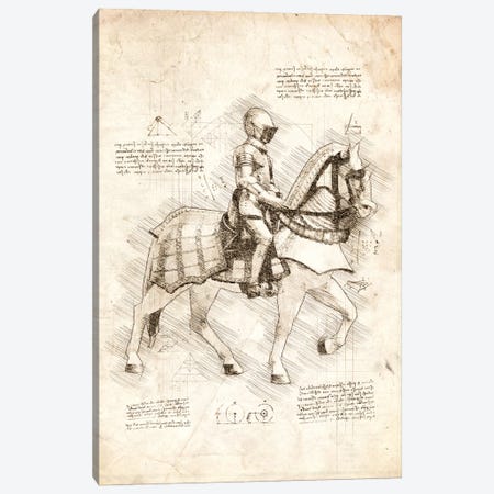 Knight On Horse Side View Canvas Print #CVL237} by Cornel Vlad Canvas Art Print