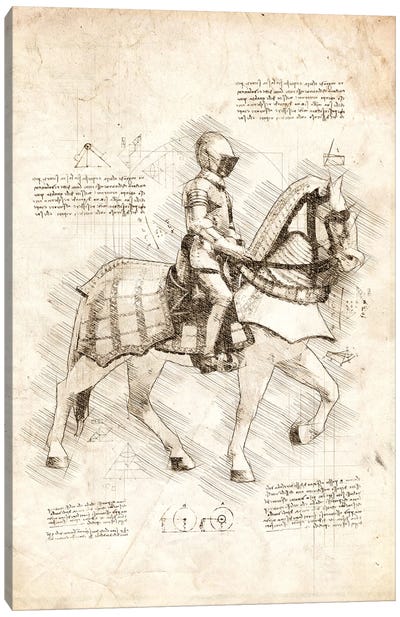 Knight On Horse Side View Canvas Art Print - Cornel Vlad