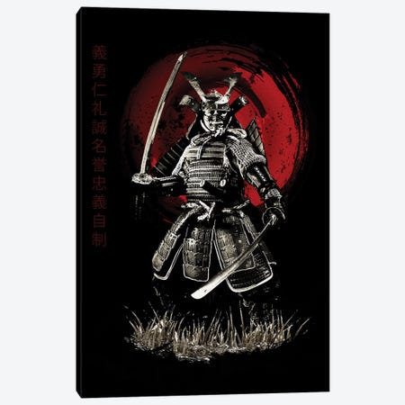 Bushido Samurai (Bushido Virtues Kanji) Canvas Print #CVL28} by Cornel Vlad Canvas Artwork