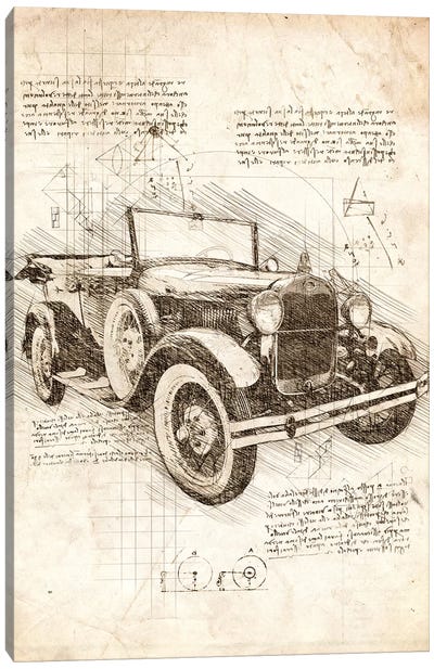 Old Ford Model T Canvas Art Print - Automobile Blueprints