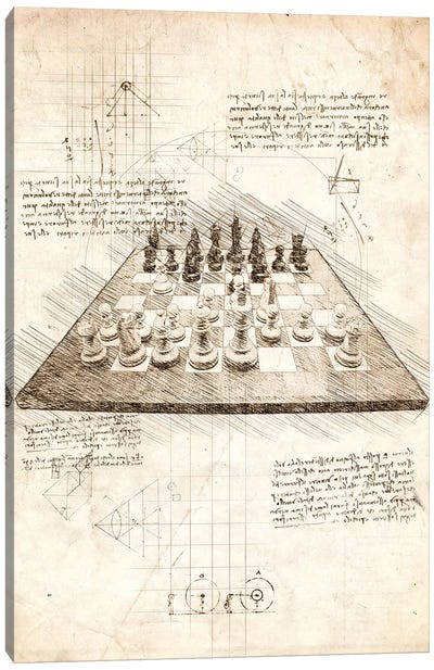 Chess Board Canvas Art Print - Toy & Game Blueprints