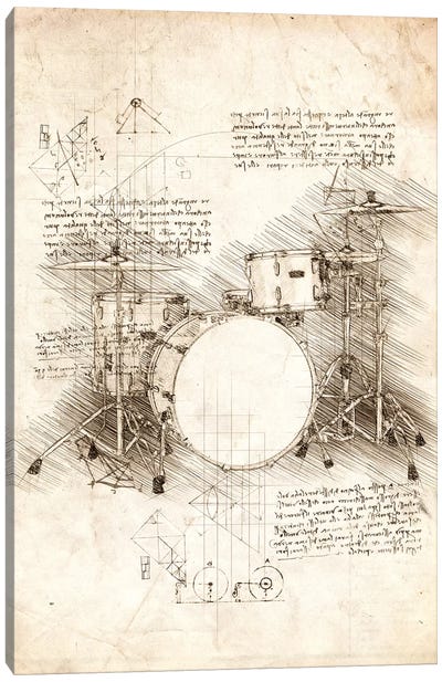 Drum Set Canvas Art Print - Blueprints & Patent Sketches