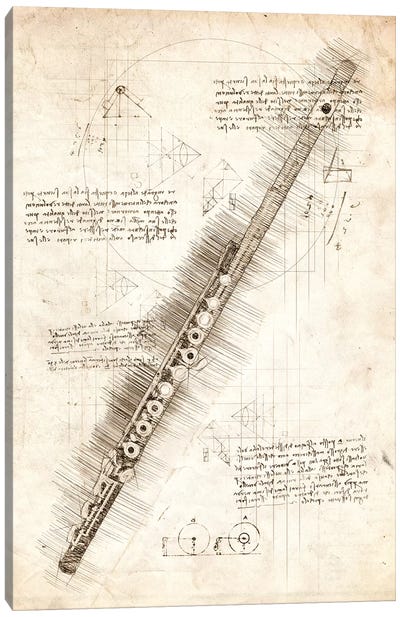 Flute Canvas Art Print - Blueprints & Patent Sketches