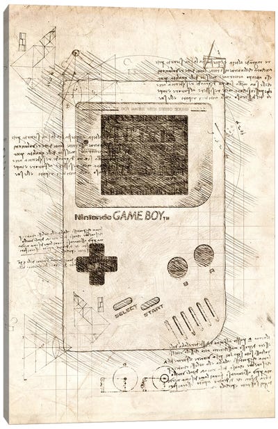 Gameboy Canvas Art Print - Blueprints & Patent Sketches