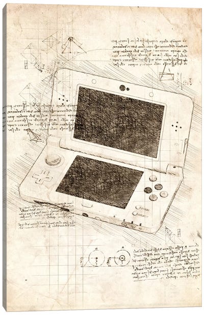 Nintendo 3DS Canvas Art Print - Toy & Game Blueprints