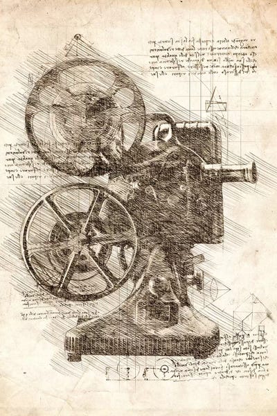 Movie Projector by Cornel Vlad metal wall art
