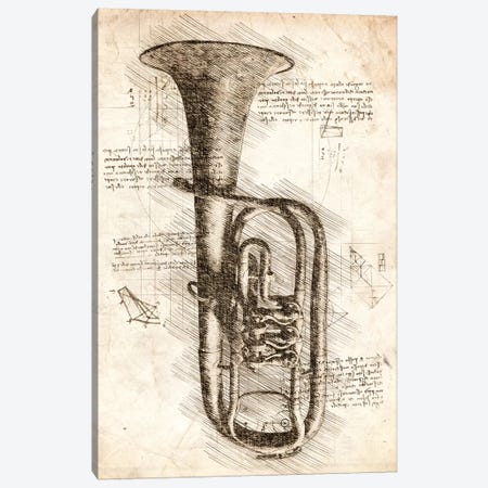 Old Trumpet Canvas Print #CVL77} by Cornel Vlad Canvas Wall Art