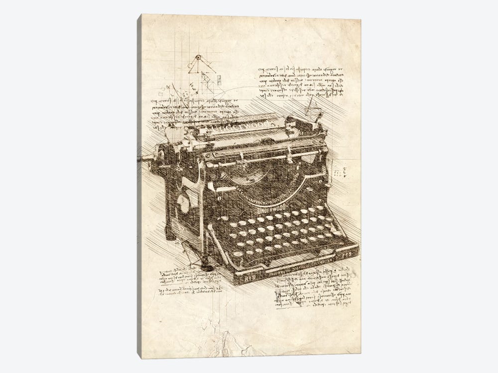 Typewriter by Cornel Vlad 1-piece Canvas Art