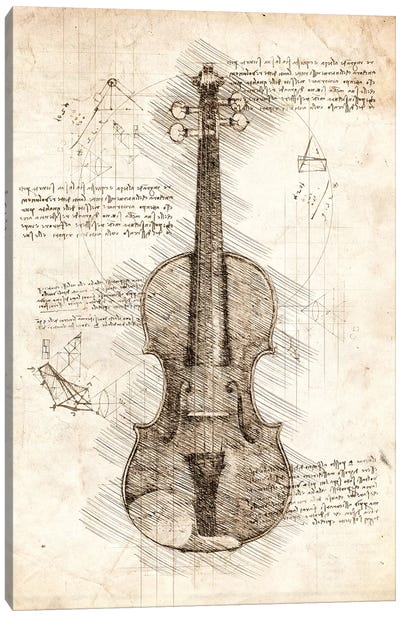 Violin Canvas Art Print - Blueprints & Patent Sketches